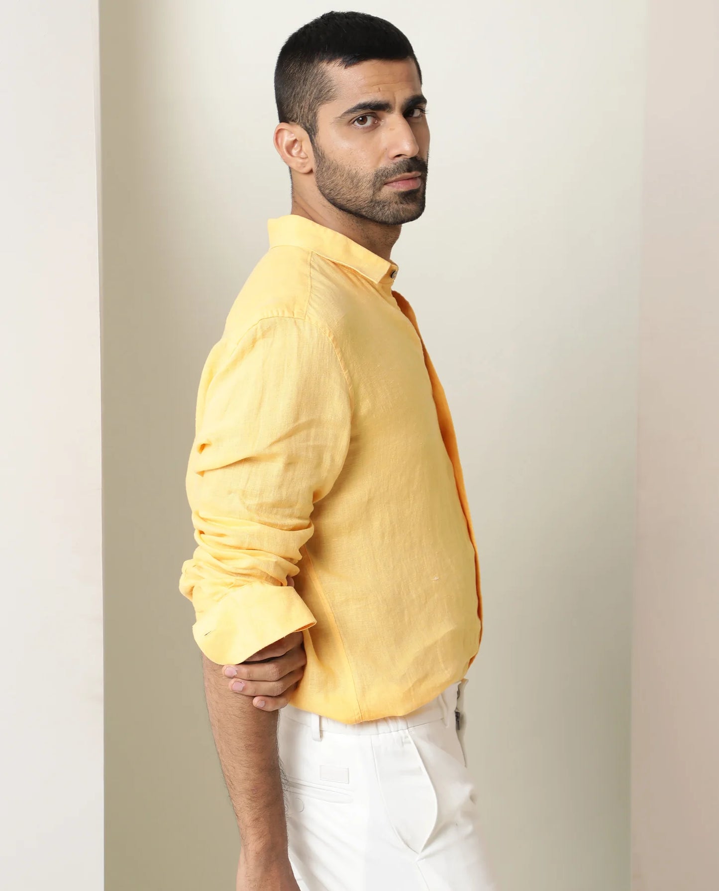 PREMIUM LINEN SHIRT yellow full sleeve