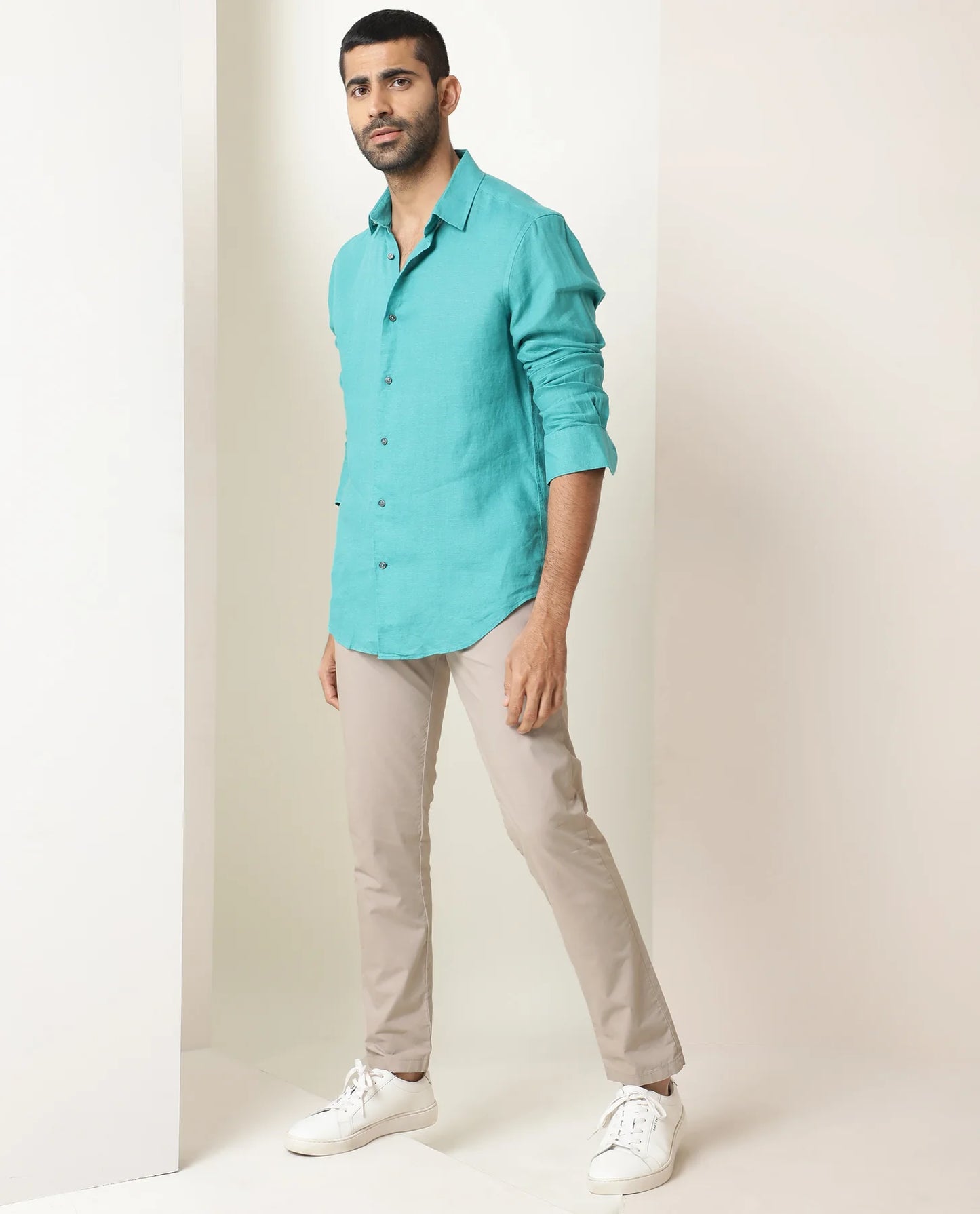 PREMIUM LINEN SHIRT SEA GREEN full sleeve