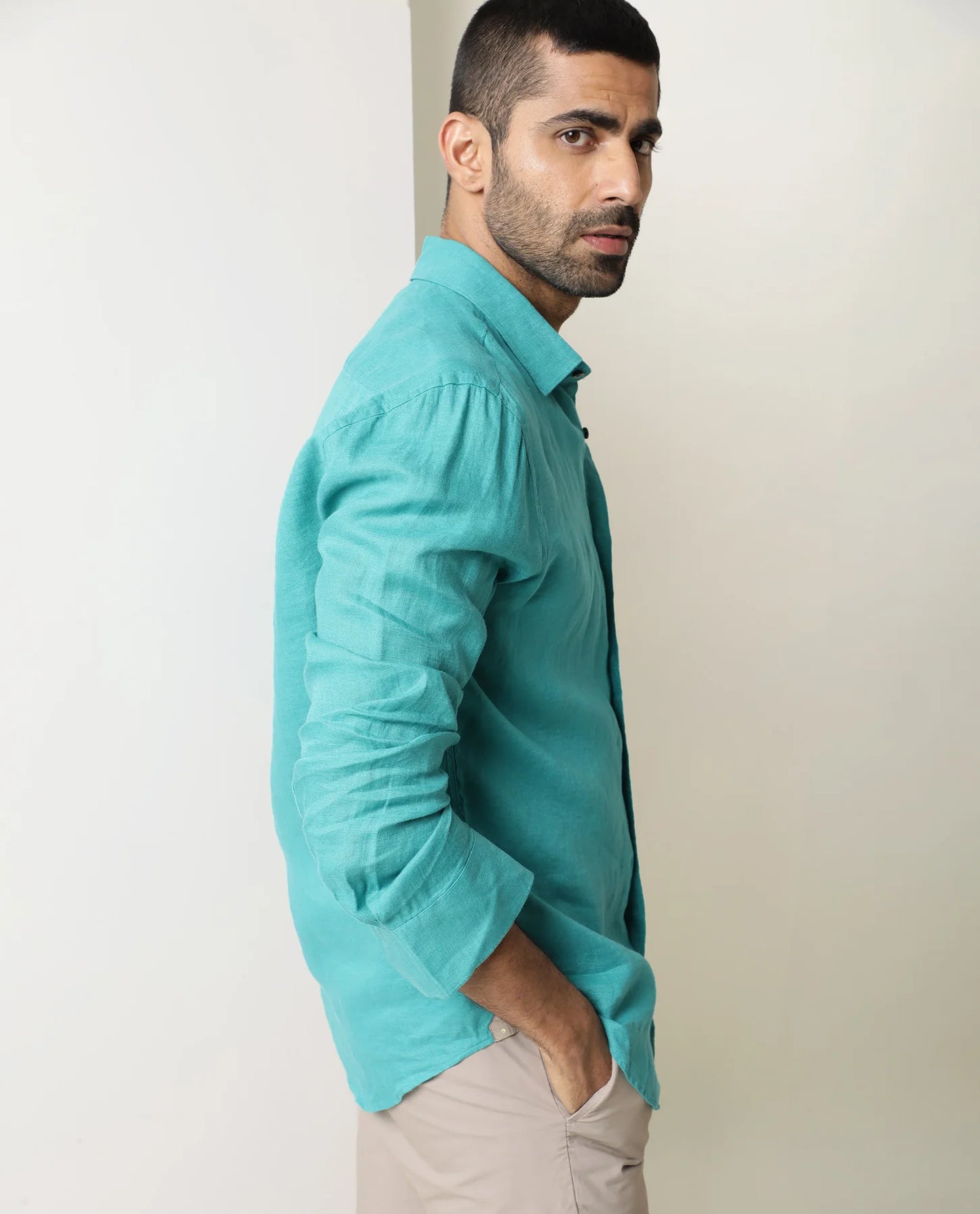 PREMIUM LINEN SHIRT SEA GREEN full sleeve