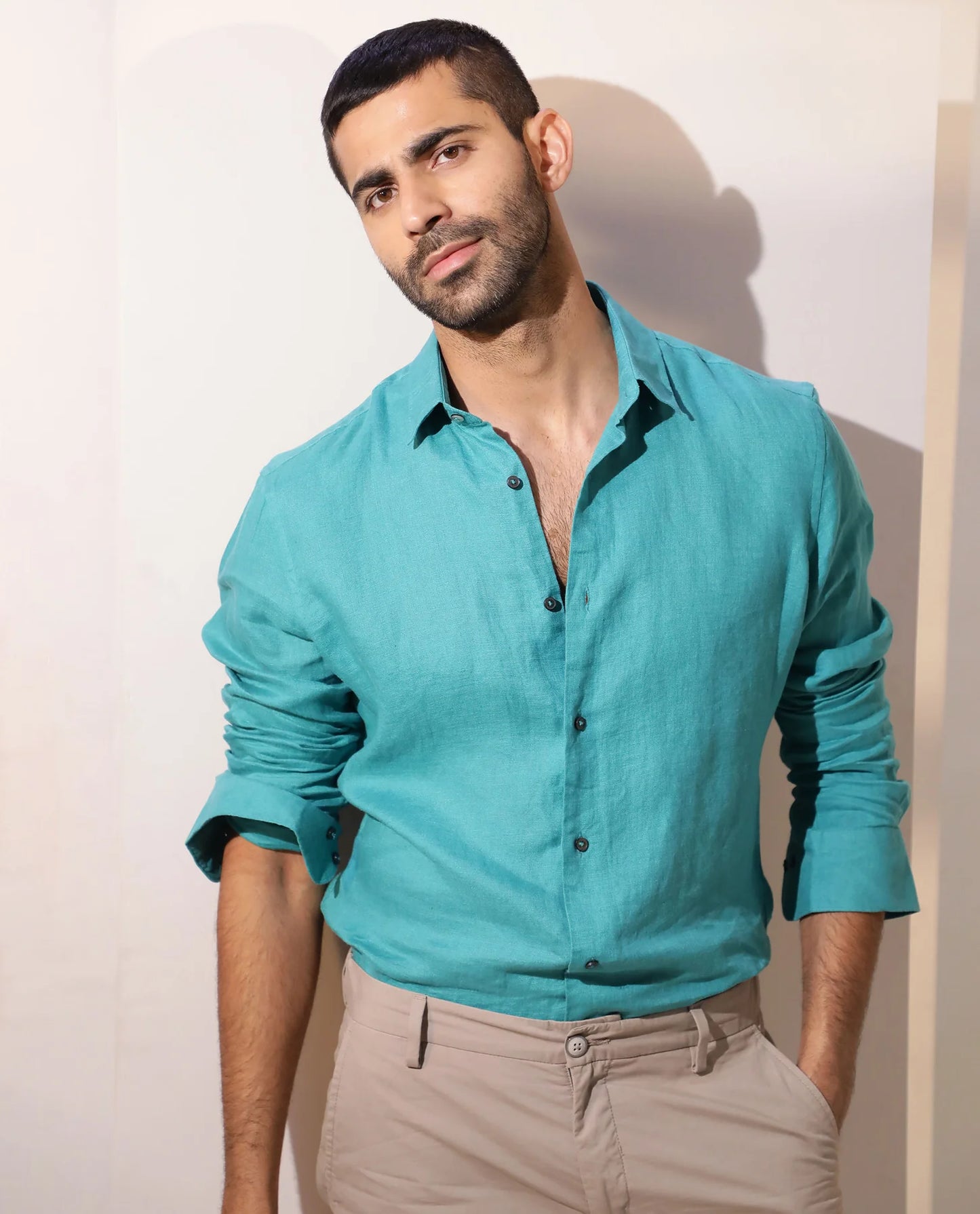 PREMIUM LINEN SHIRT SEA GREEN full sleeve
