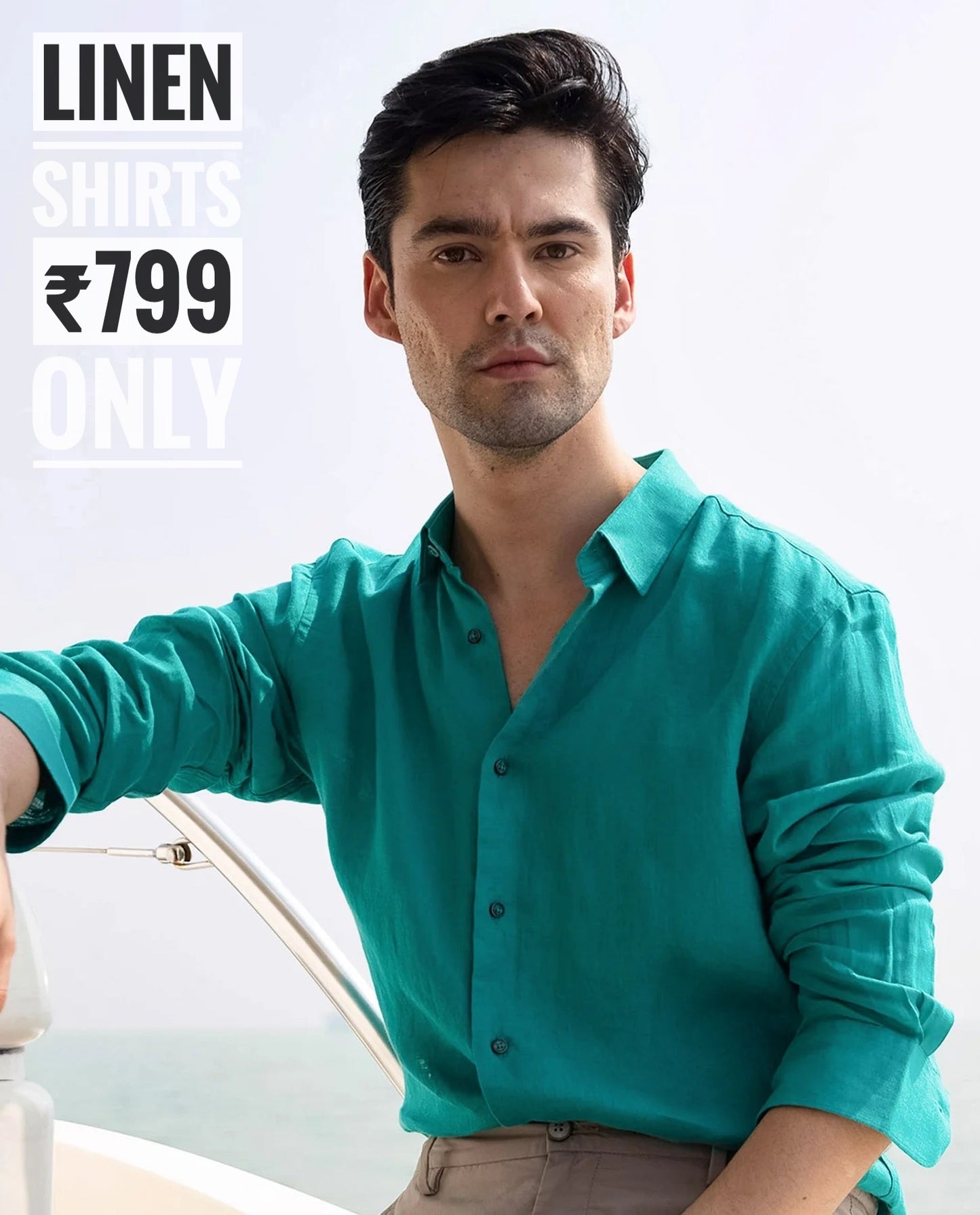 PREMIUM LINEN SHIRT SEA GREEN full sleeve