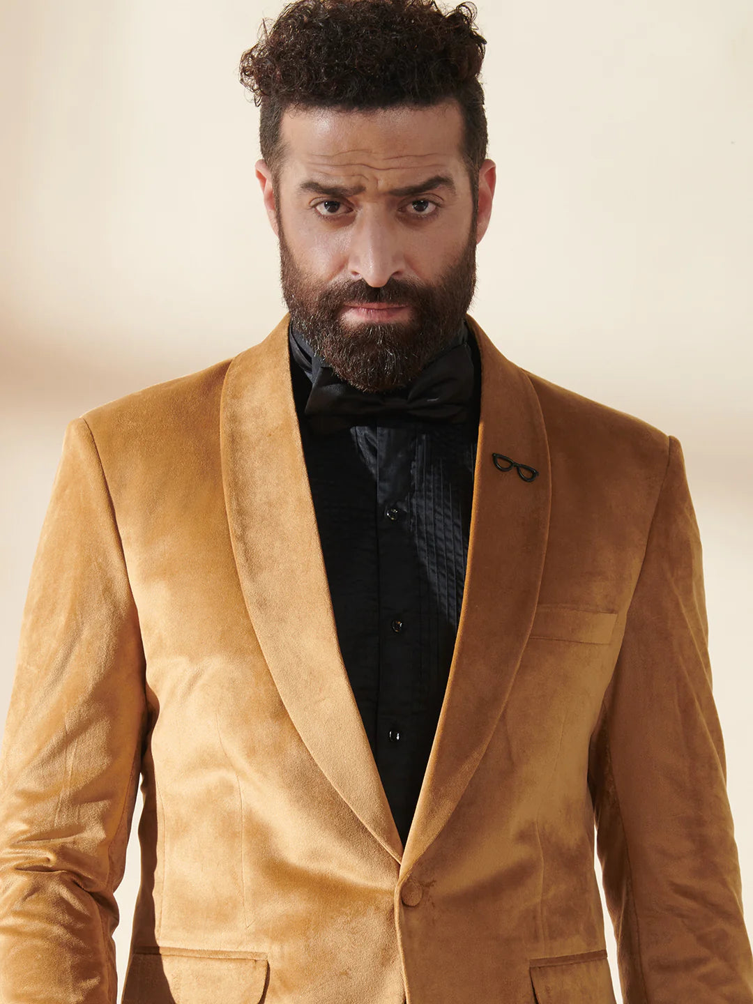 Yellow Velvet Single Button Suit