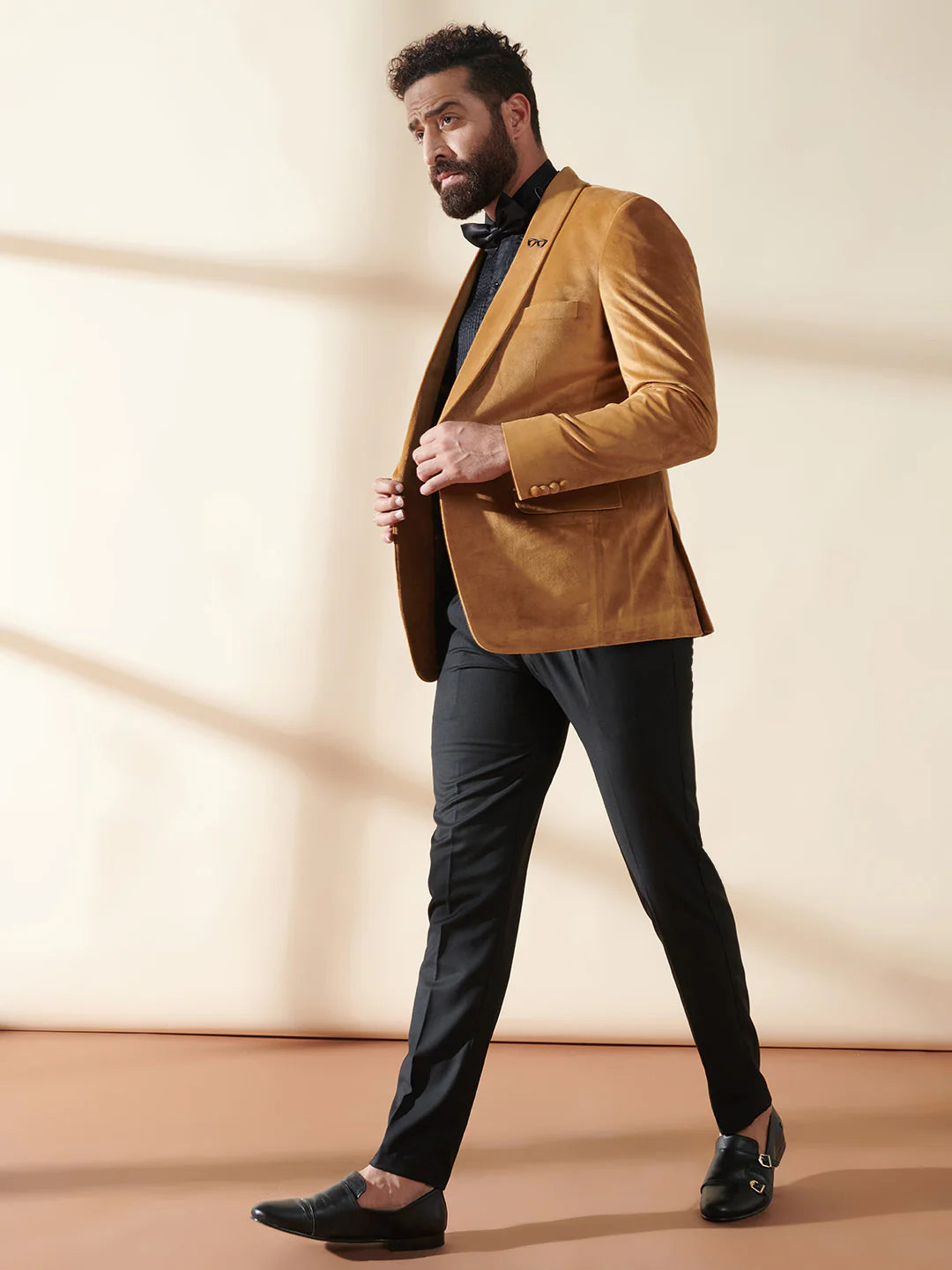 Yellow Velvet Single Button Suit