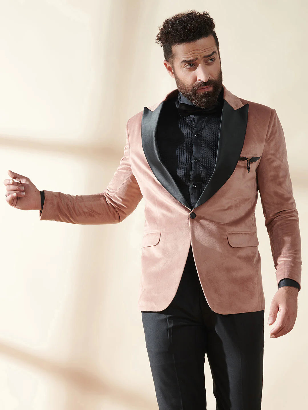 Pink Velvet Tuxedo Suit