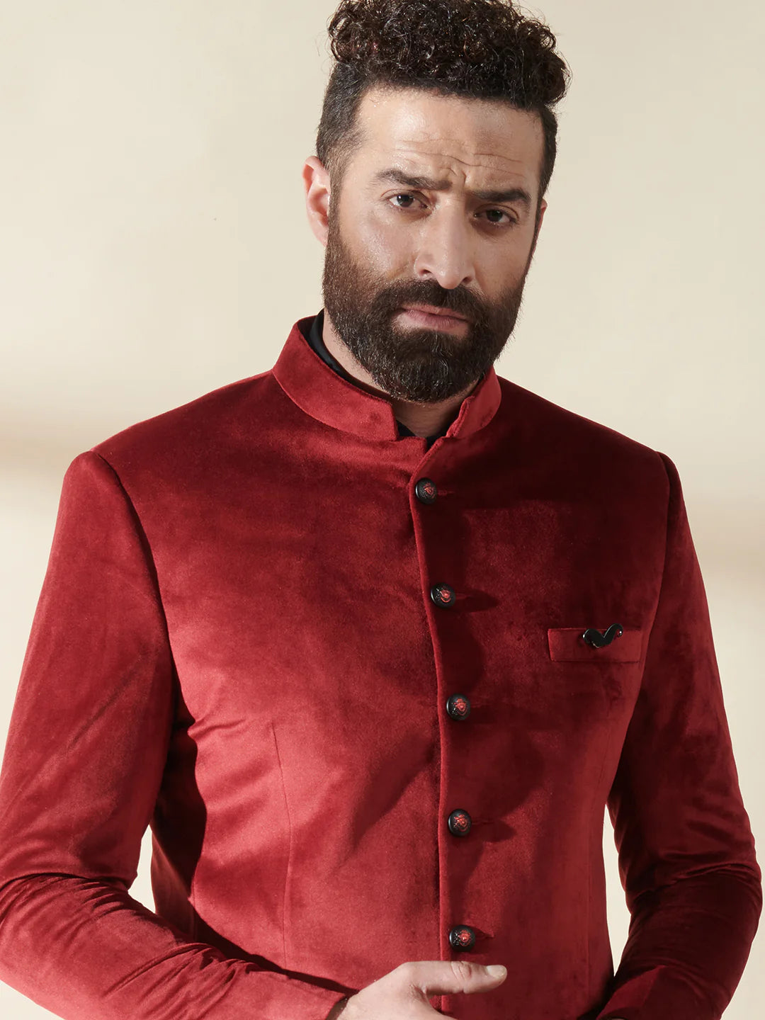 Maroon Bandhgala Velvet