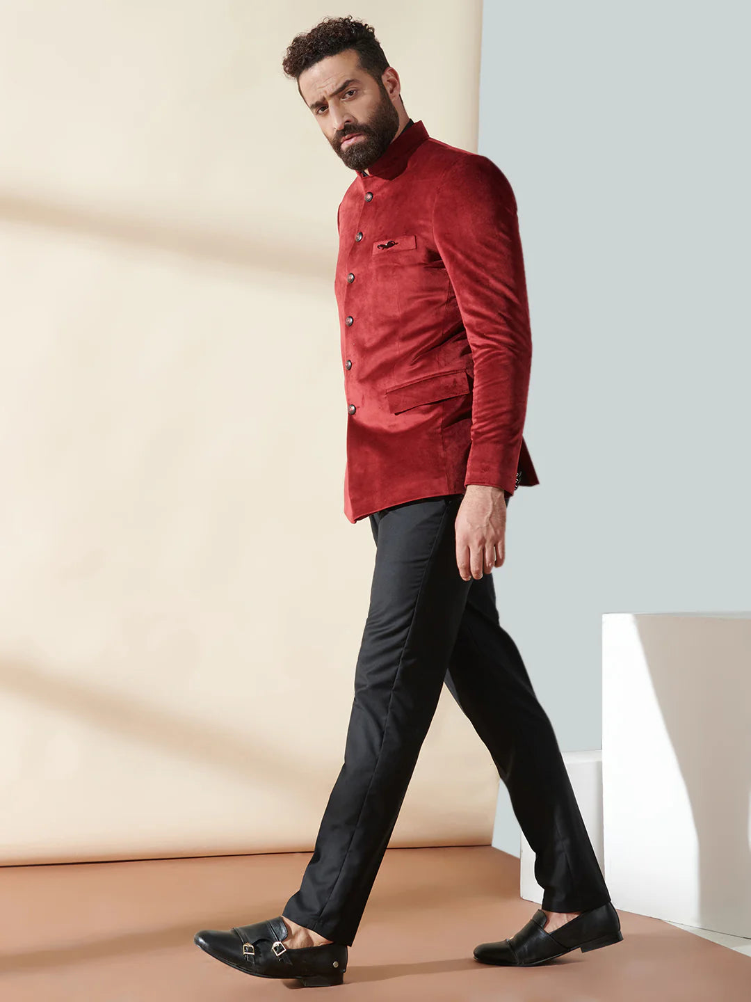 Maroon Bandhgala Velvet