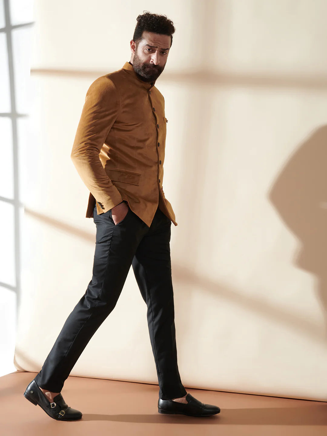 Yellow Bandhgala Velvet