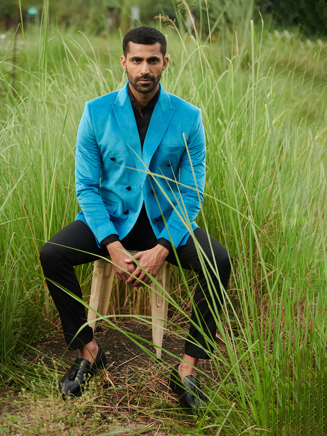 Blue Velvet Double Breasted Suit