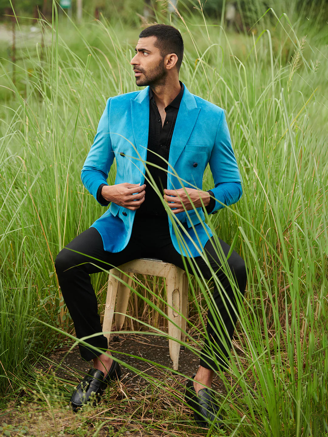 Blue Velvet Double Breasted Suit