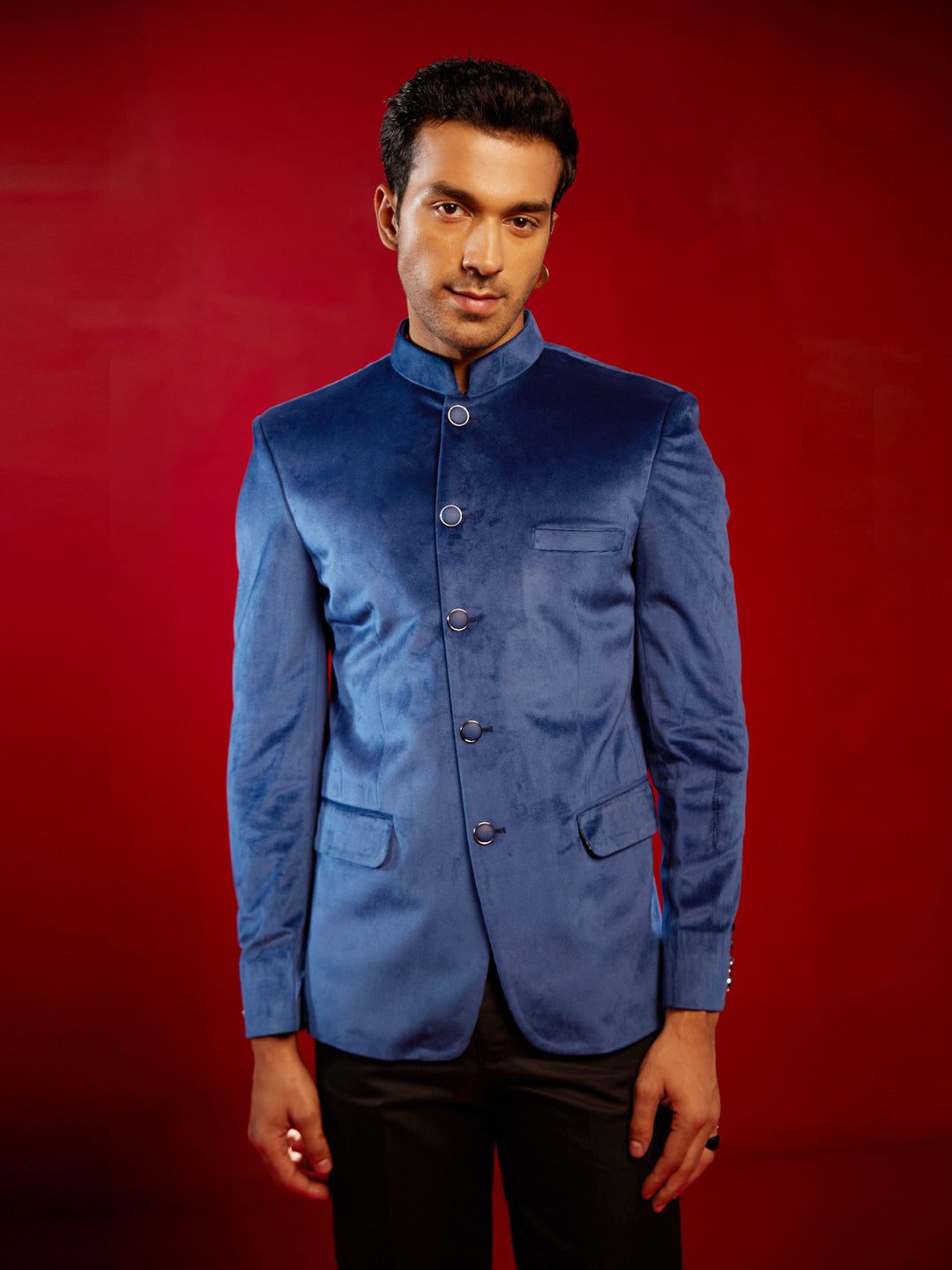 Royal blue Bandhgala Velvet jodhpuri