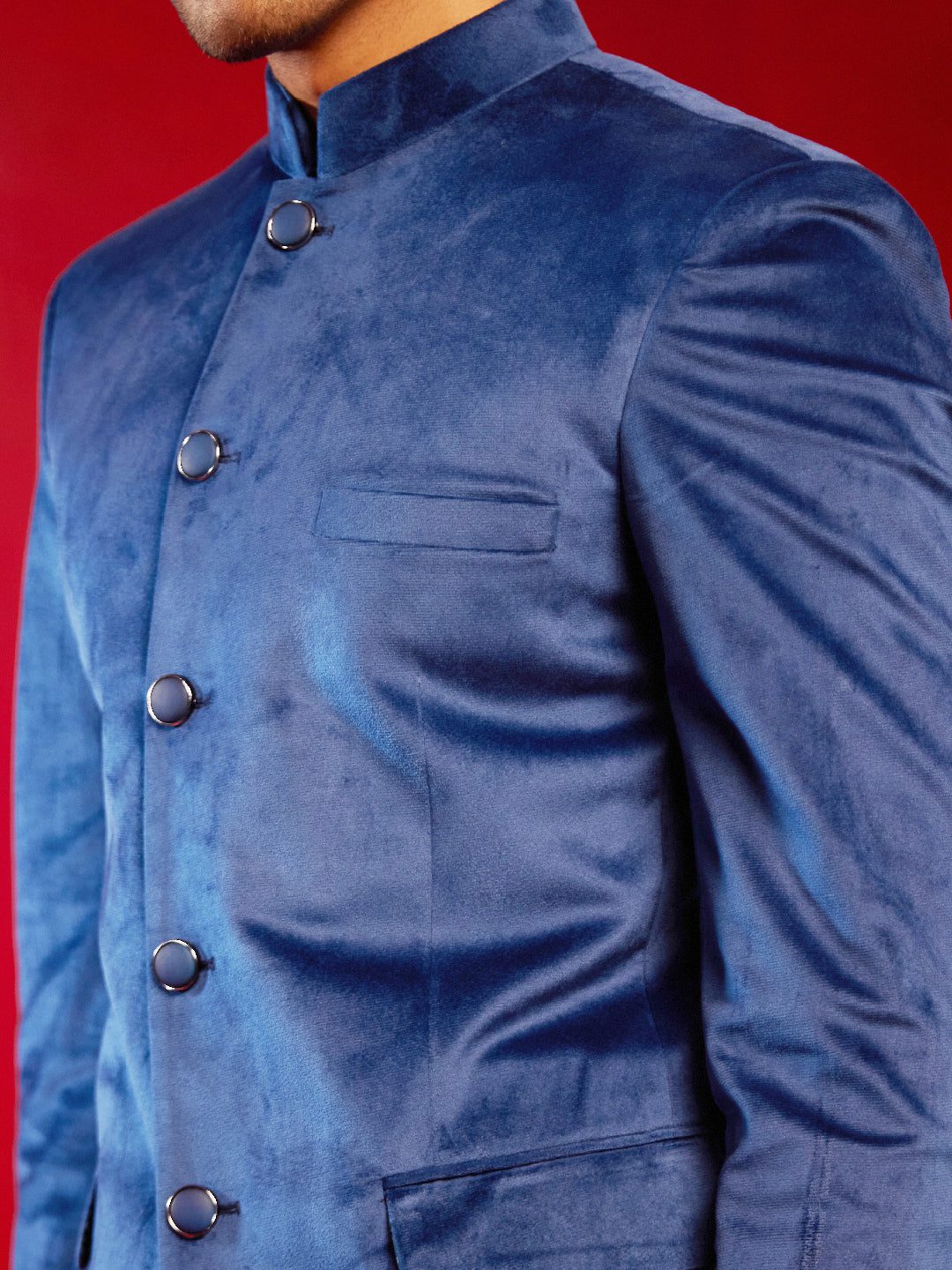 Royal blue Bandhgala Velvet jodhpuri