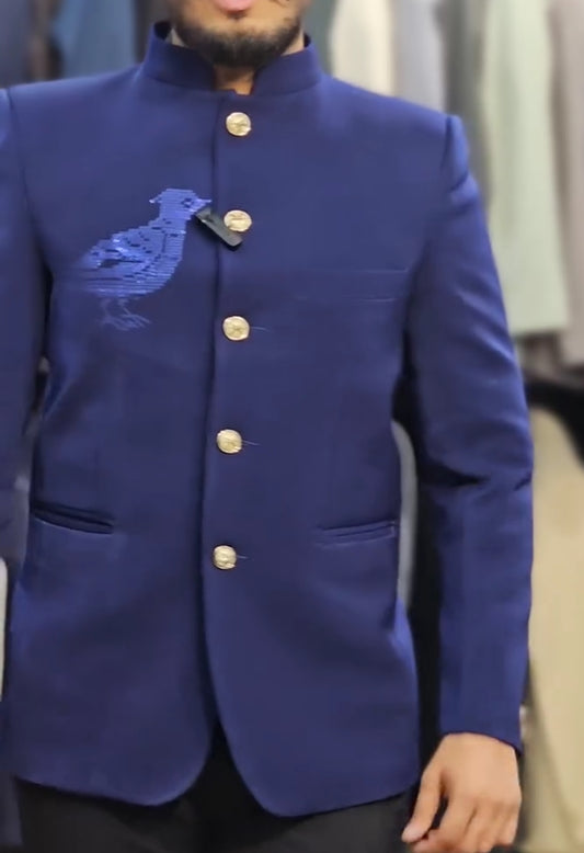 Blue Bird Bandhgala With Handwork