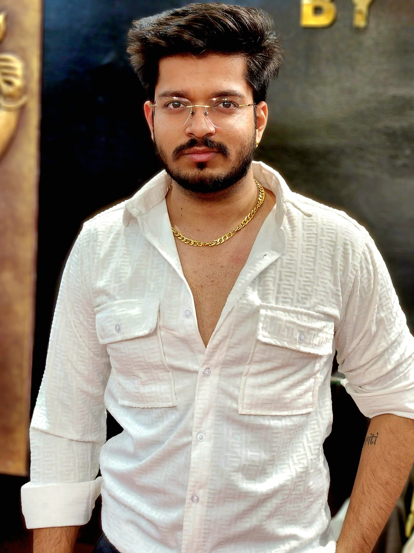 Imported velvet shirt white color