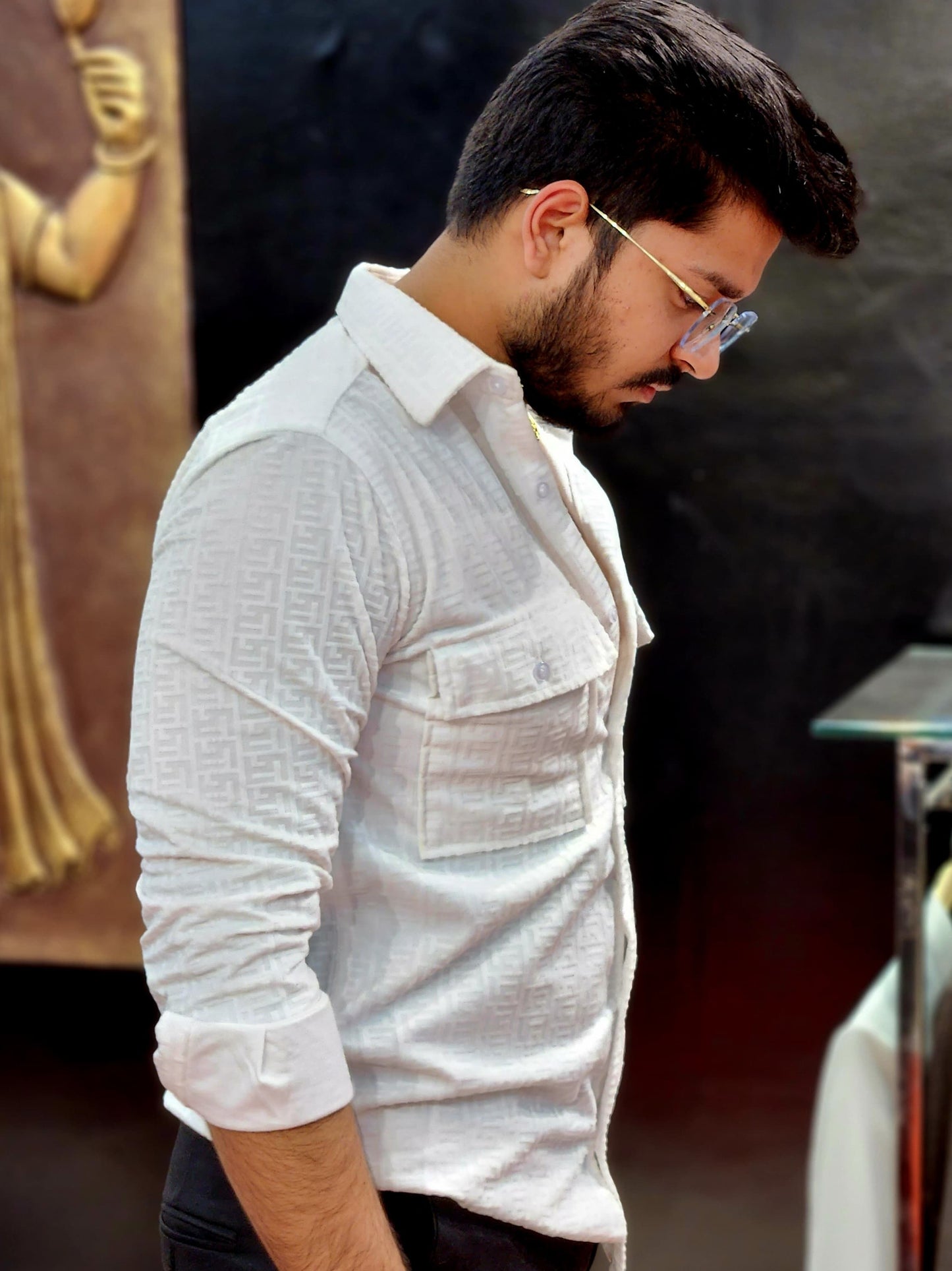 Imported velvet shirt white color