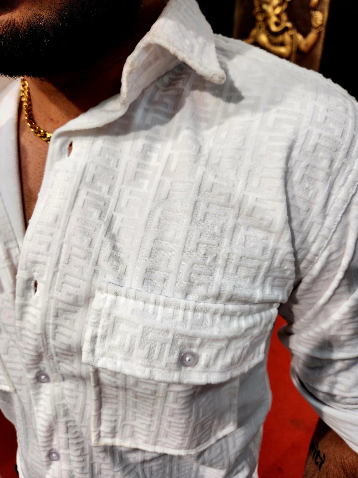 Imported velvet shirt white color