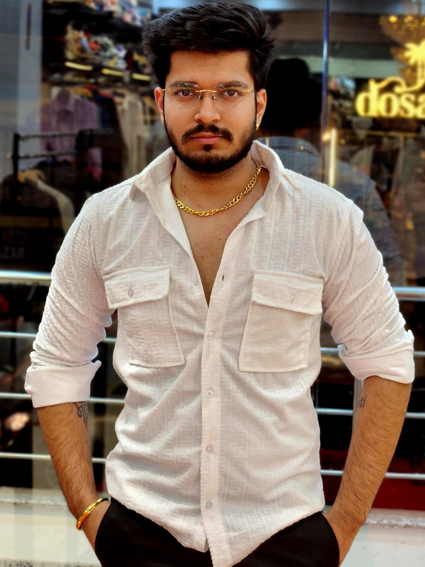 Imported velvet shirt white color