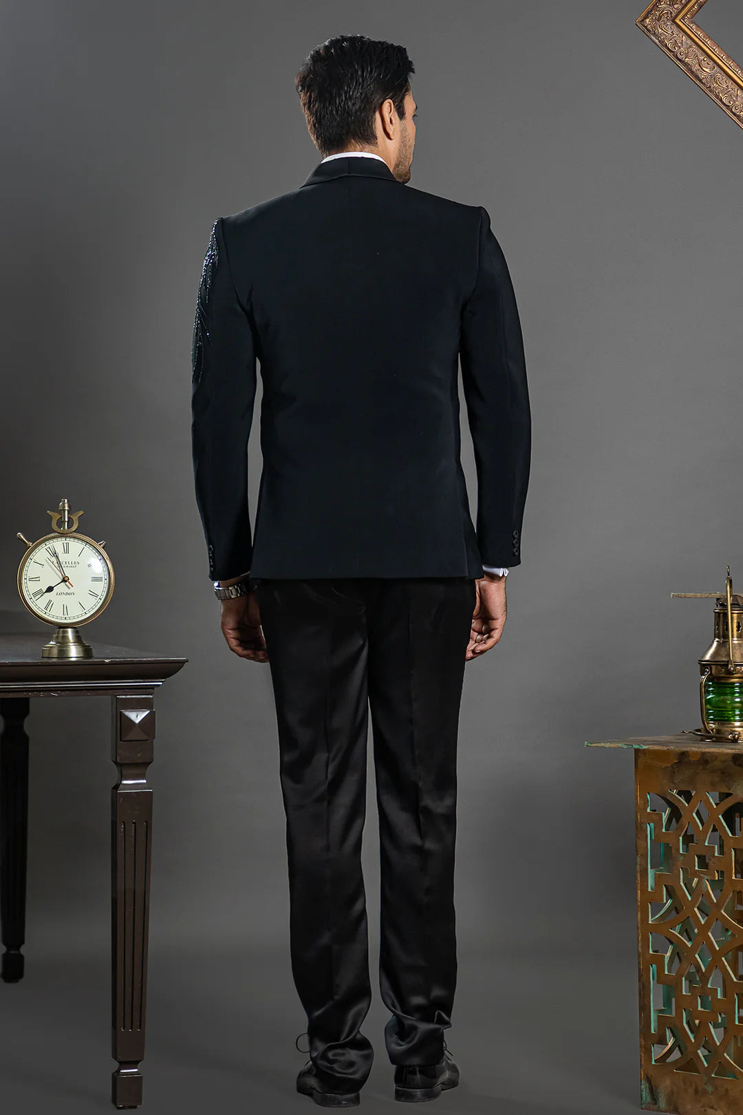 Black tuxedo with hand embroidery