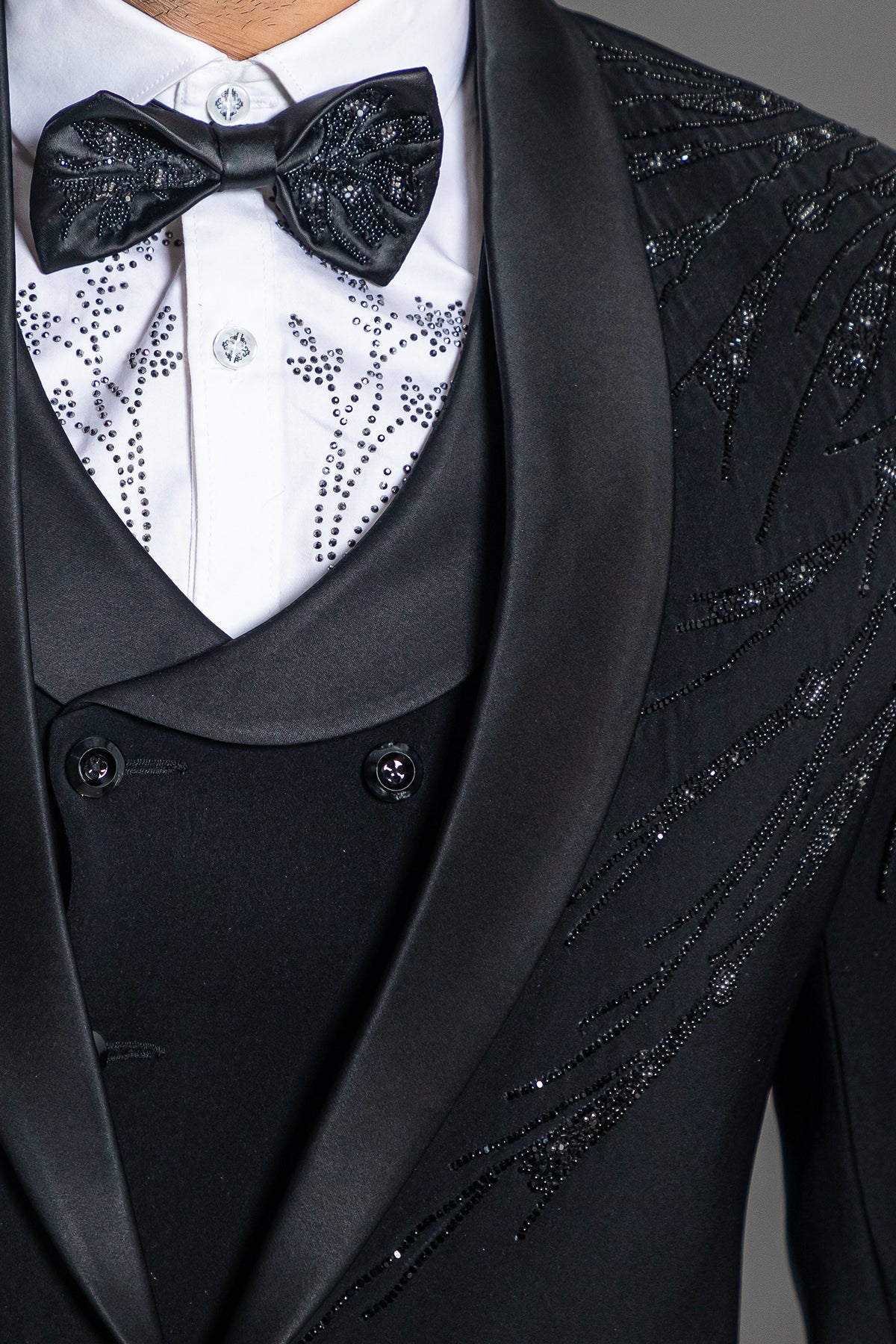 Black tuxedo with hand embroidery