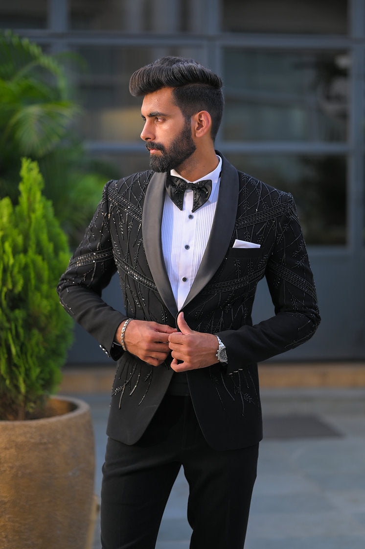 Black handwork tuxedo