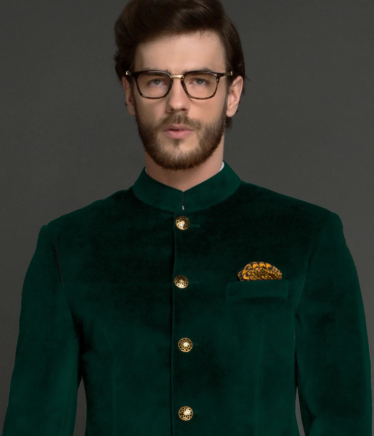 DARK GREEN Bandhgala Velvet jodhpuri