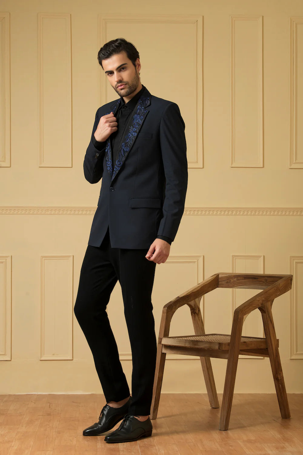 Blue Suit With Handwork On Lapel