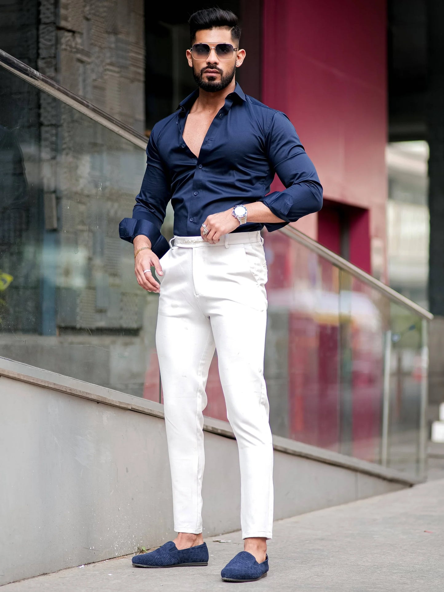 DARK BLUE IMPORTED LYCRA SHIRT