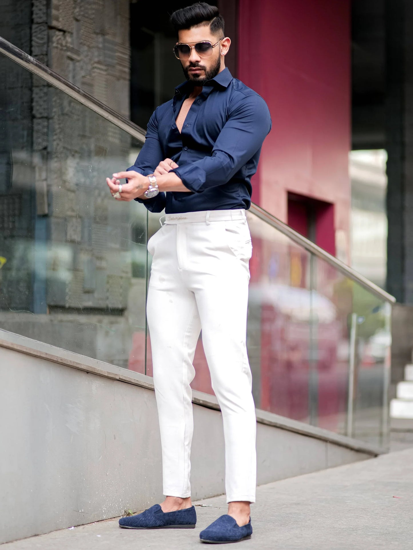 DARK BLUE IMPORTED LYCRA SHIRT