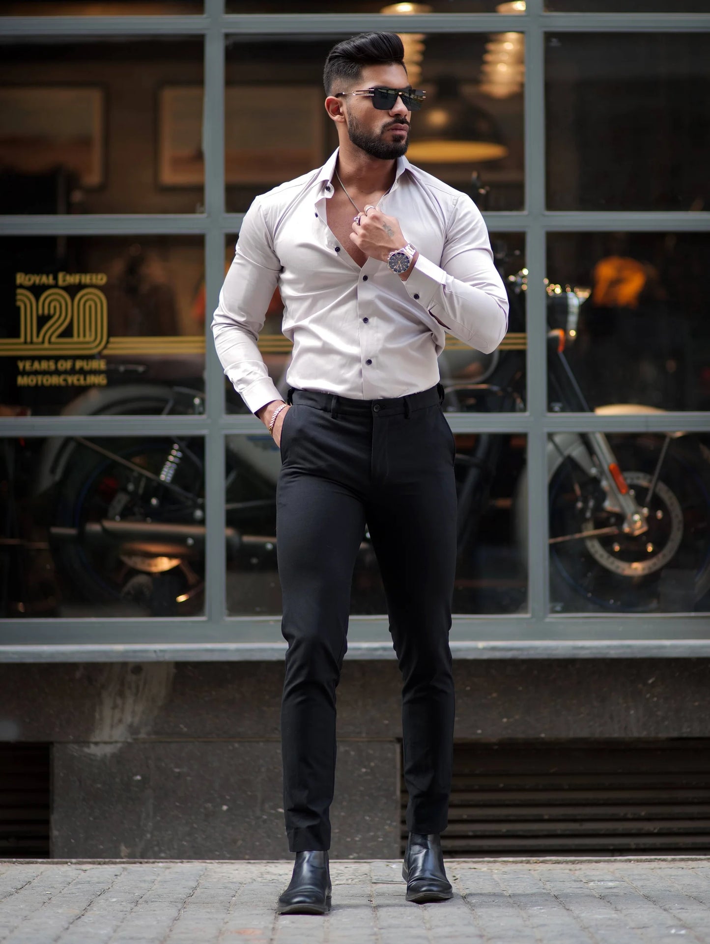 IMPORTED LIGHT GREY LYCRA SHIRT