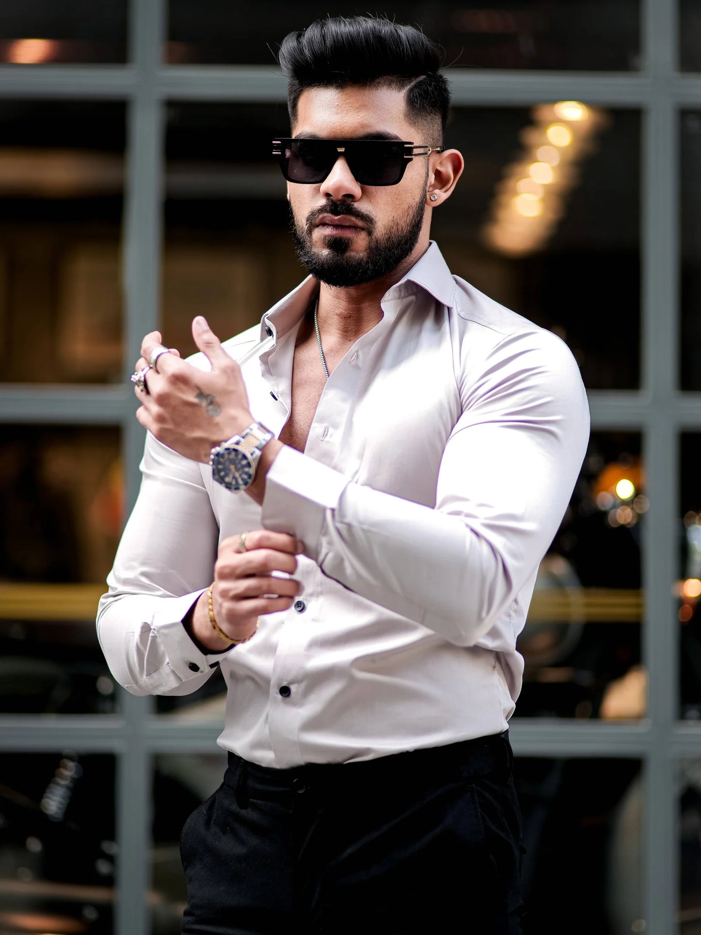 IMPORTED LIGHT GREY LYCRA SHIRT