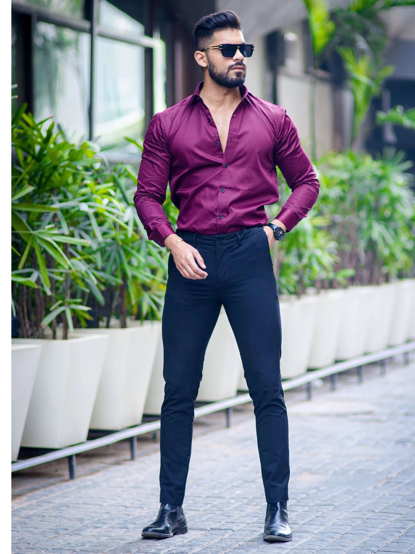 IMPORTED MAROON LYCRA SHIRT