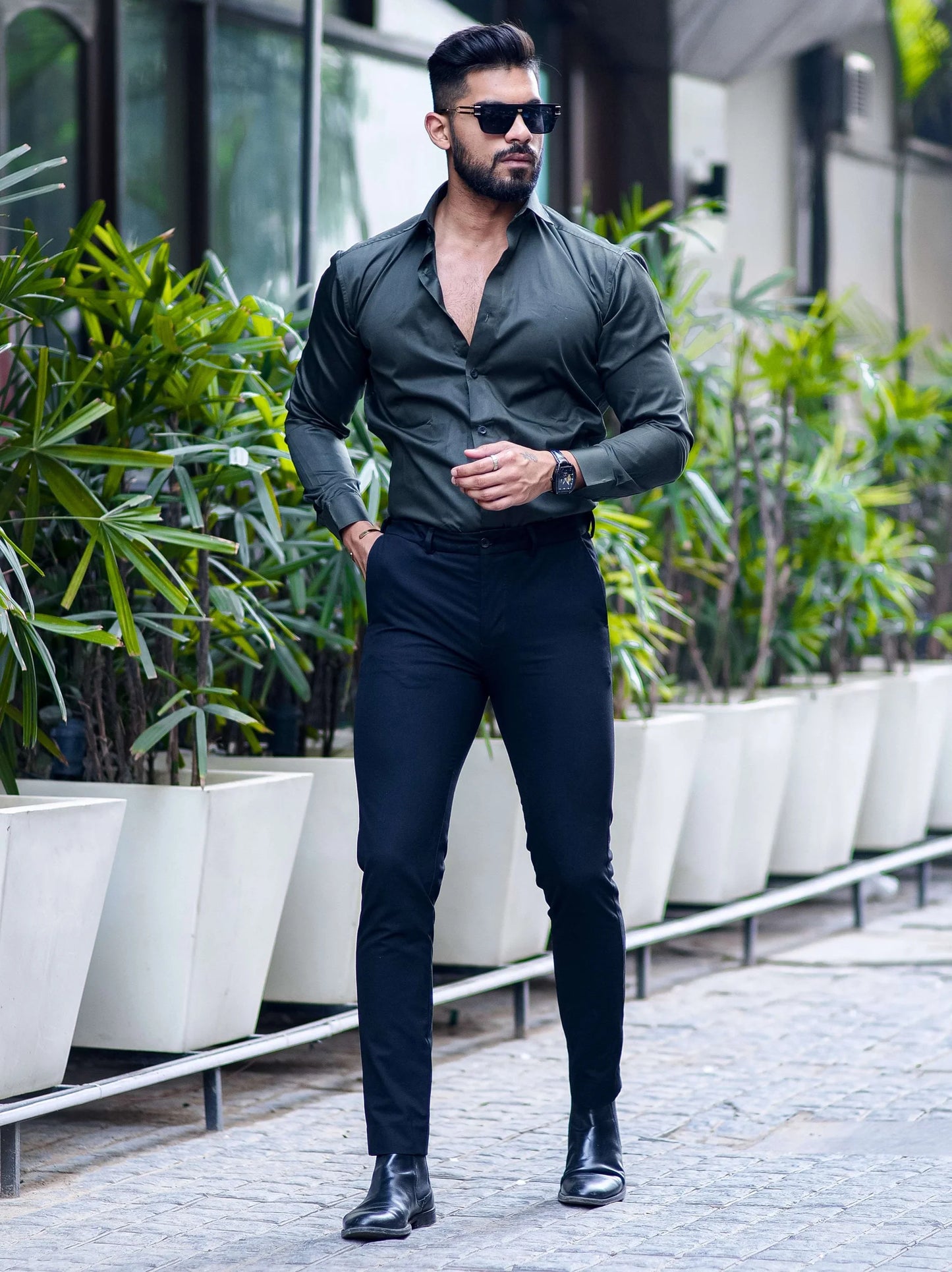 IMPORTED DARK GREEN LYCRA SHIRT