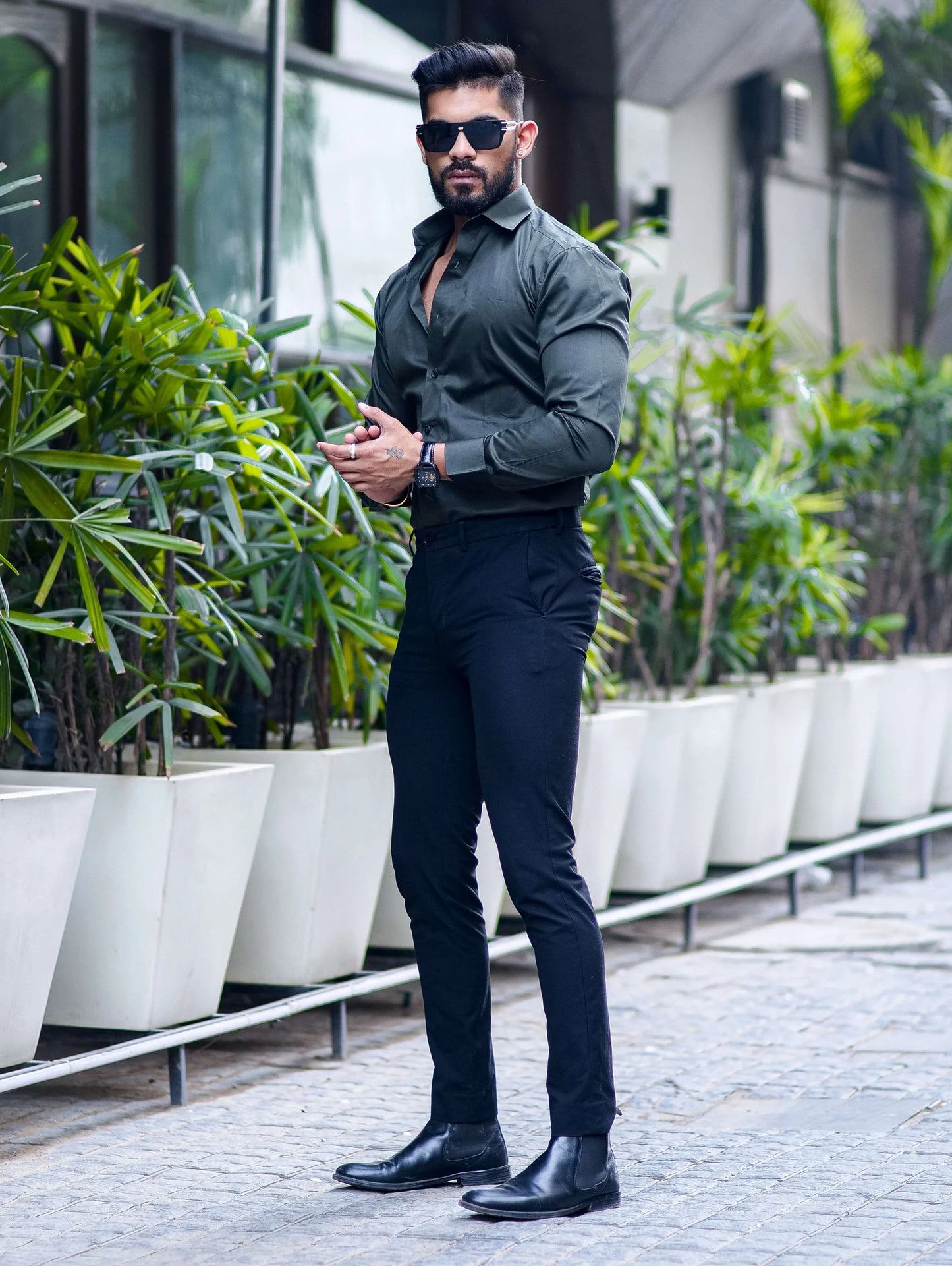 IMPORTED DARK GREEN LYCRA SHIRT