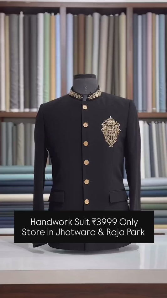 Black Bandhgala With Handwork