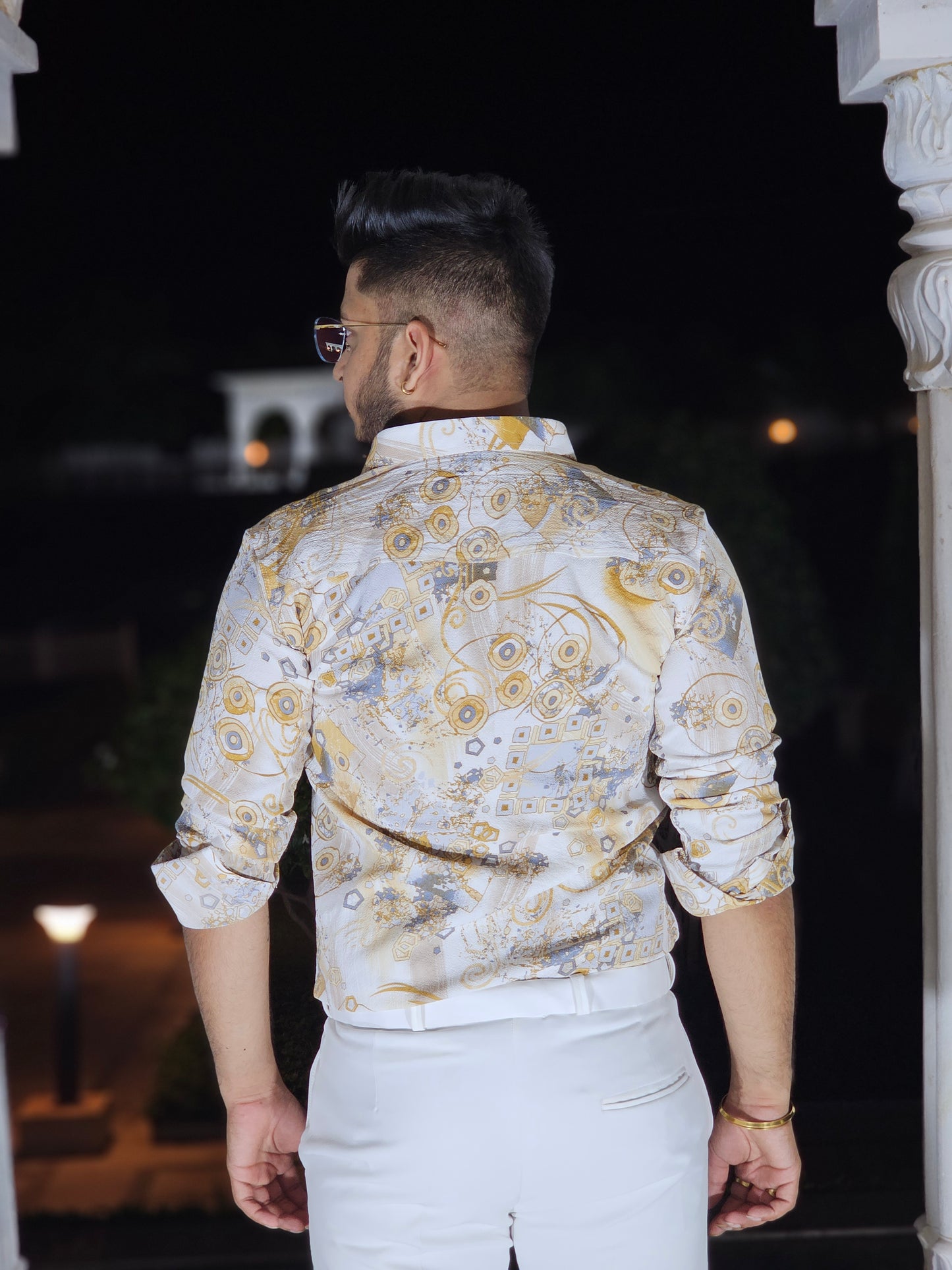 Imported White & Yellow Texture Shirt
