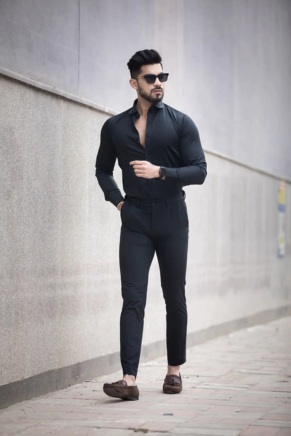 BLACK SATIN SHIRT
