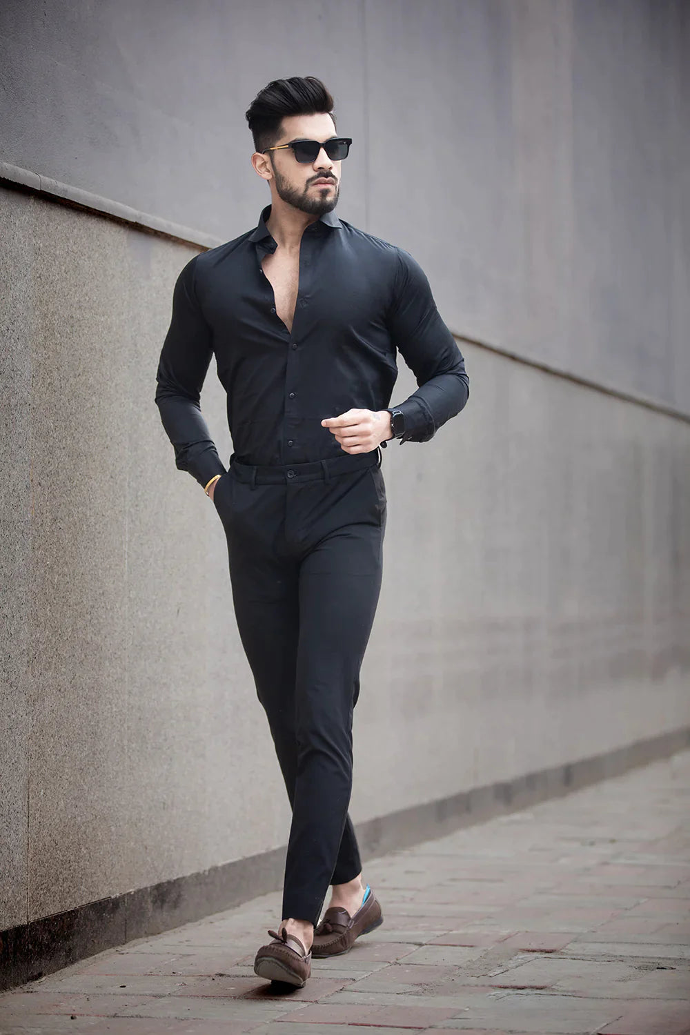 BLACK SATIN SHIRT