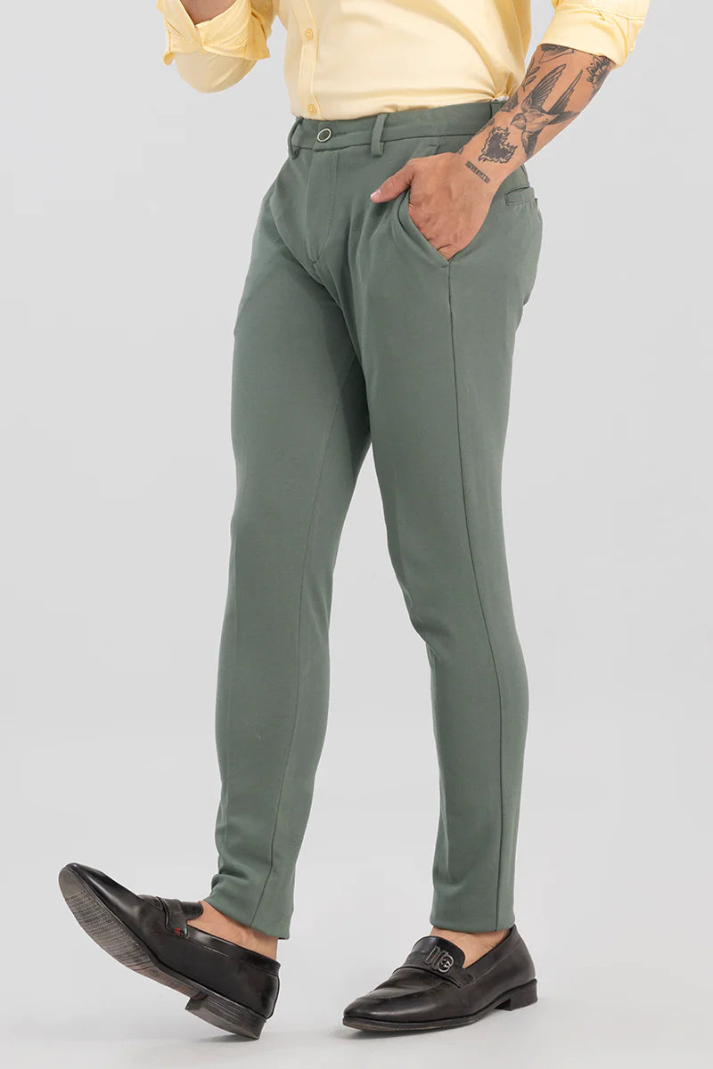 LIGHT GREEN 4 WAY LYCRA WAIST ADJUSTABLE TROUSER