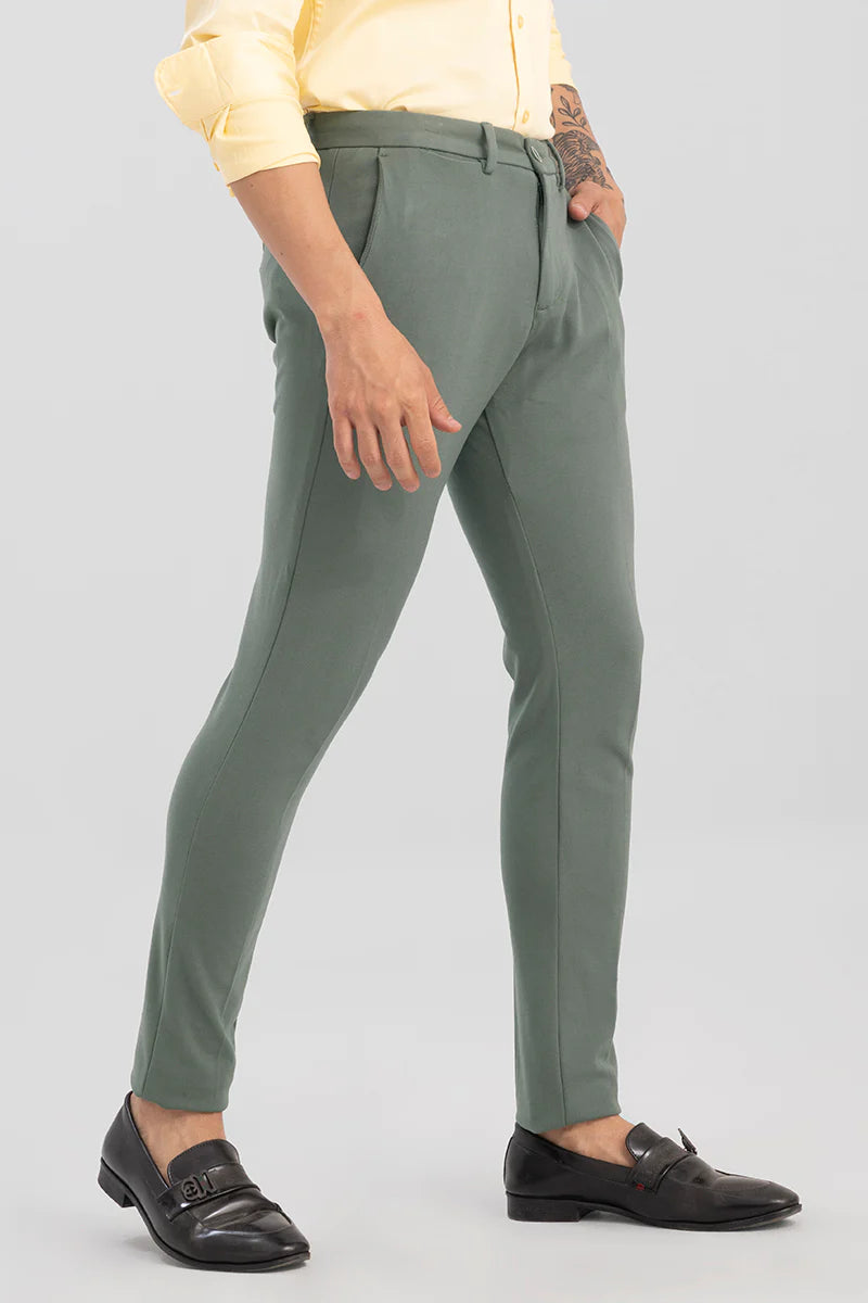 LIGHT GREEN 4 WAY LYCRA WAIST ADJUSTABLE TROUSER