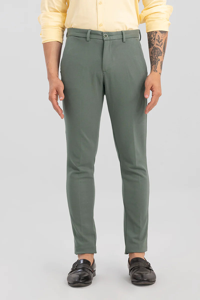 LIGHT GREEN 4 WAY LYCRA WAIST ADJUSTABLE TROUSER