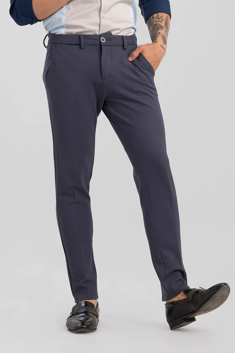 DARK GREY 4 WAY LYCRA WAIST ADJUSTABLE TROUSER