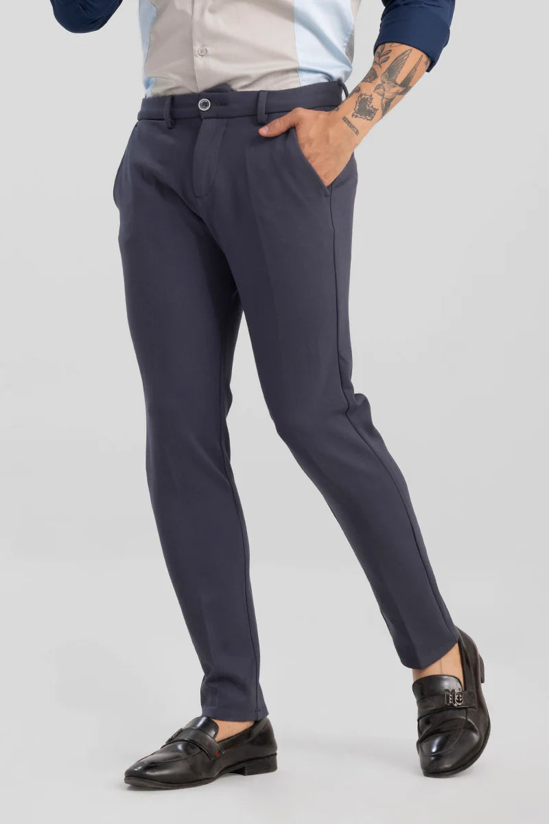 DARK GREY 4 WAY LYCRA WAIST ADJUSTABLE TROUSER