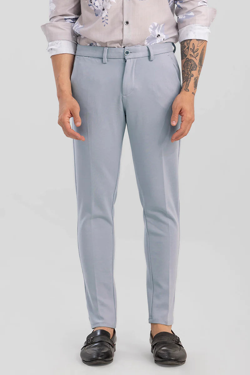 LIGHT GREY 4 WAY LYCRA WAIST ADJUSTABLE TROUSER