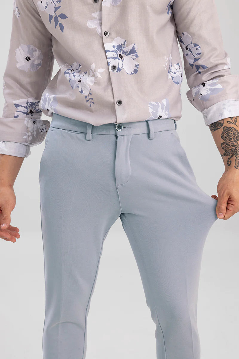 LIGHT GREY 4 WAY LYCRA WAIST ADJUSTABLE TROUSER