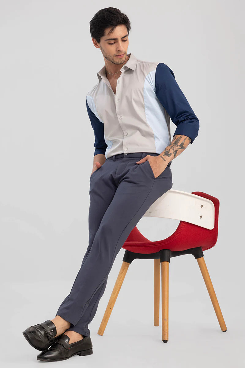 DARK GREY 4 WAY LYCRA WAIST ADJUSTABLE TROUSER