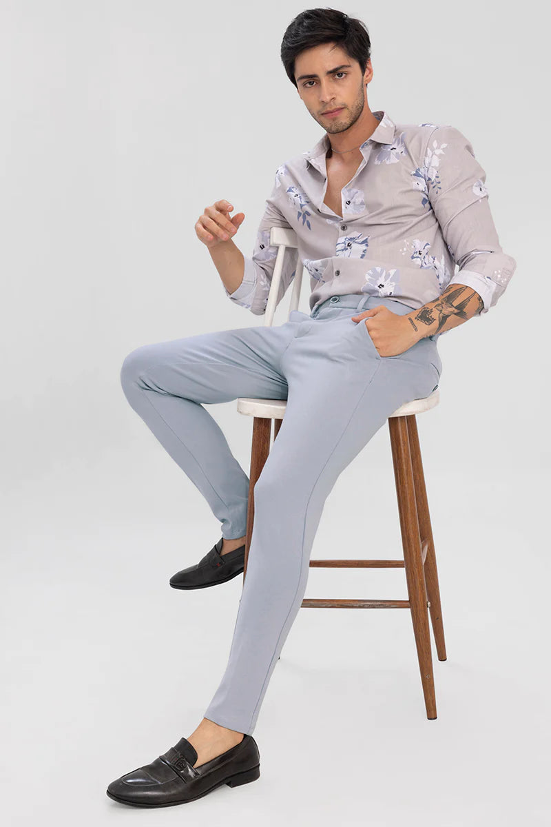 LIGHT GREY 4 WAY LYCRA WAIST ADJUSTABLE TROUSER