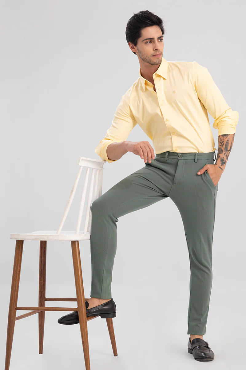 LIGHT GREEN 4 WAY LYCRA WAIST ADJUSTABLE TROUSER