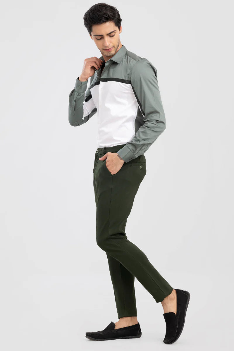 DARK GREEN 4 WAY LYCRA WAIST ADJUSTABLE TROUSER