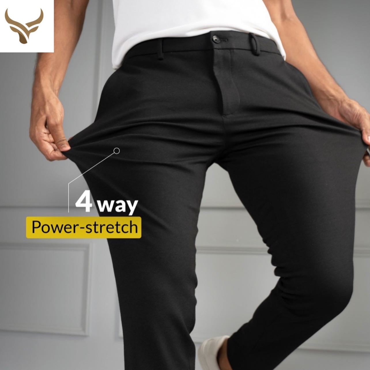 Black Color 4 Way Lycra Track Pant for men