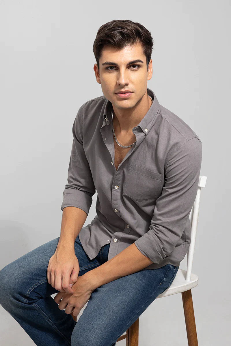 DARK GREY SATIN SHIRT