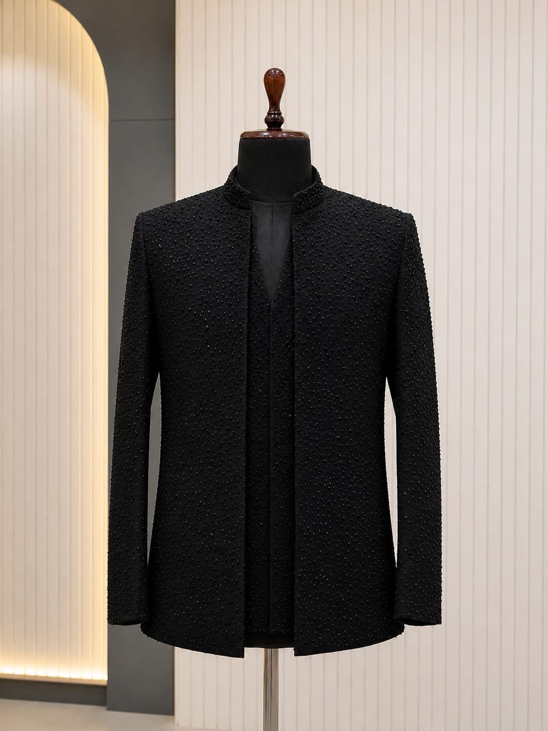 Black handwork indowestern suit